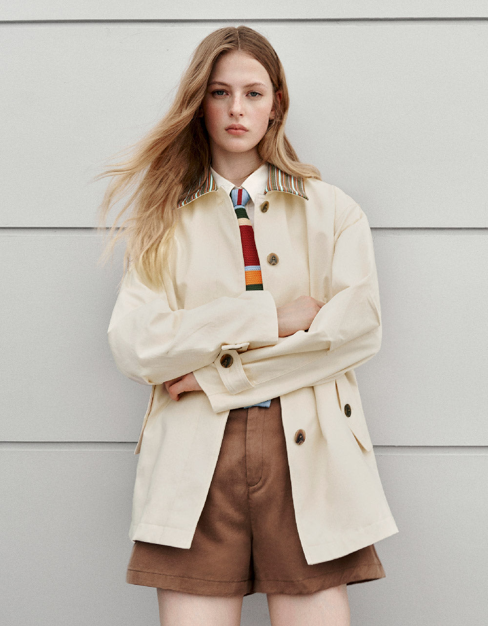 Drop Shoulder Sleeve Trench Coat
