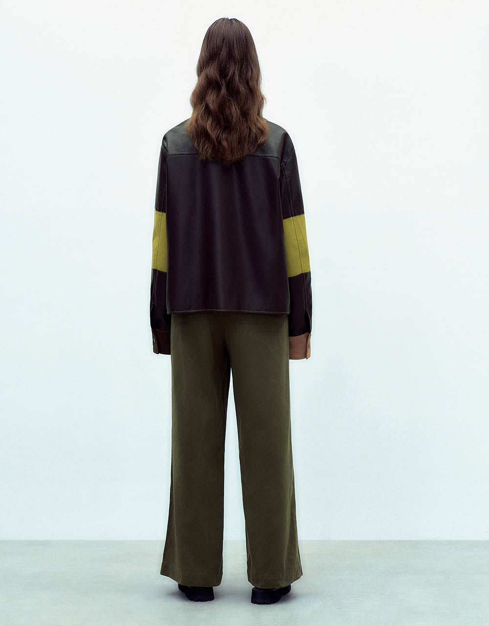 Colorblocks Vegan Leather Straight Jacket