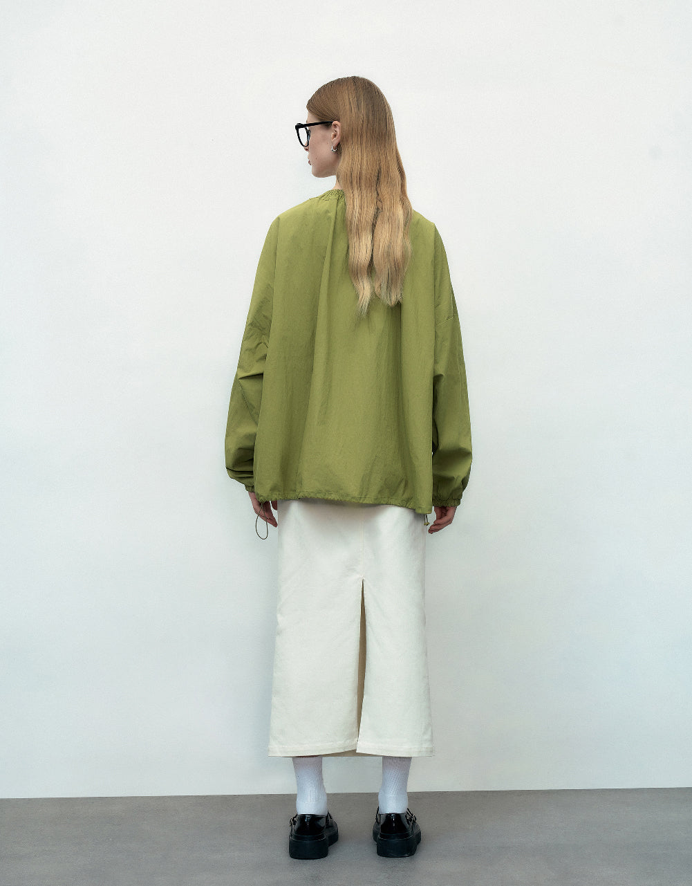Drop Shoulder Sleeve Crew Neck Jacket