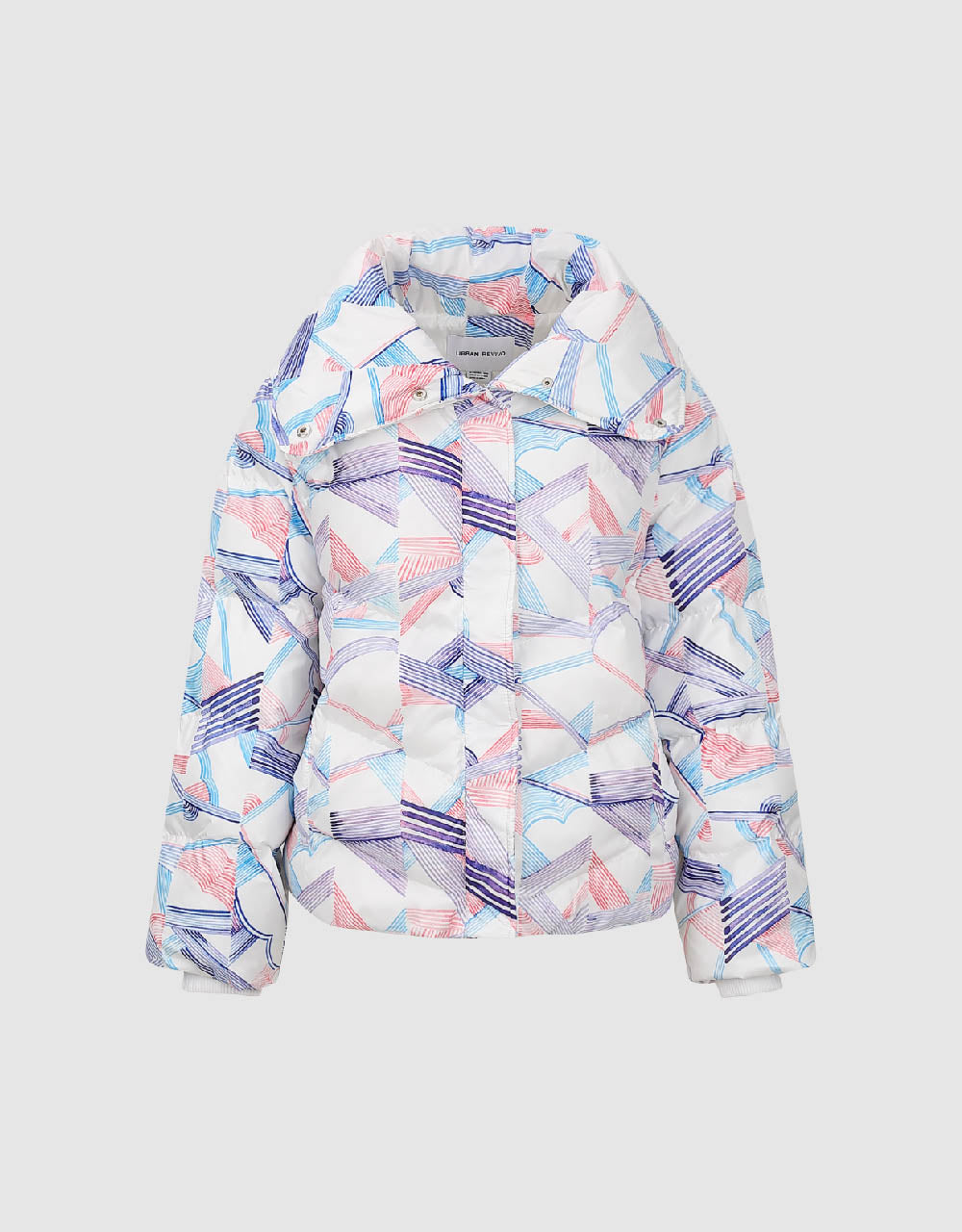 Printed Stand Collar Padded Coat
