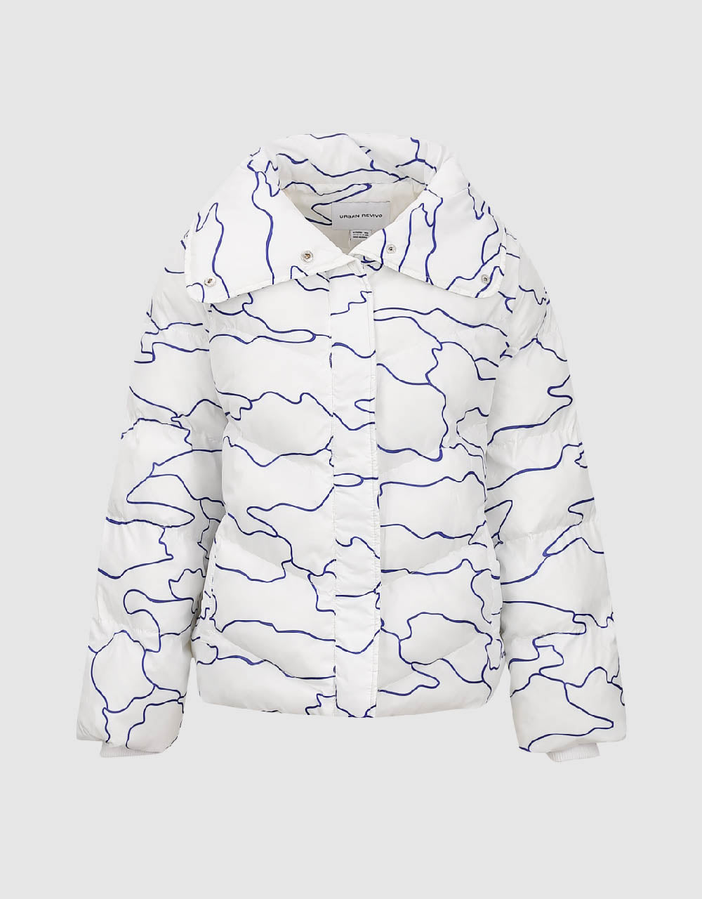 Stand Collar Printed Padded Coat
