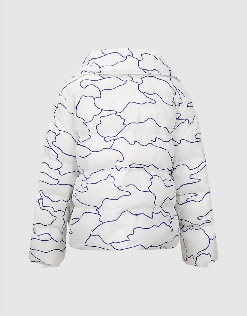 Stand Collar Printed Padded Coat