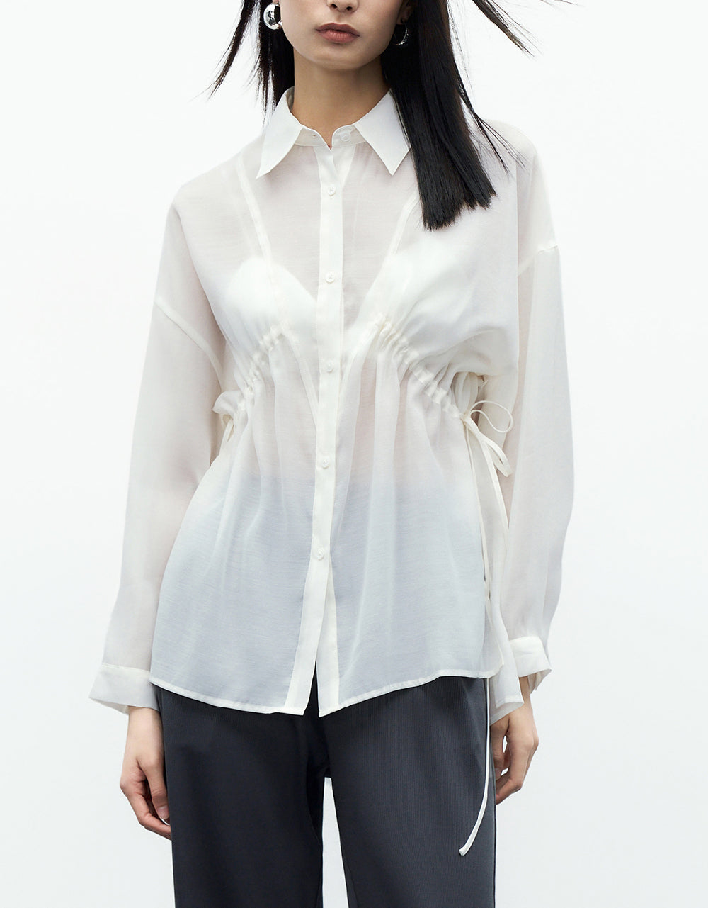 Thin Lace Up Hem Shirt