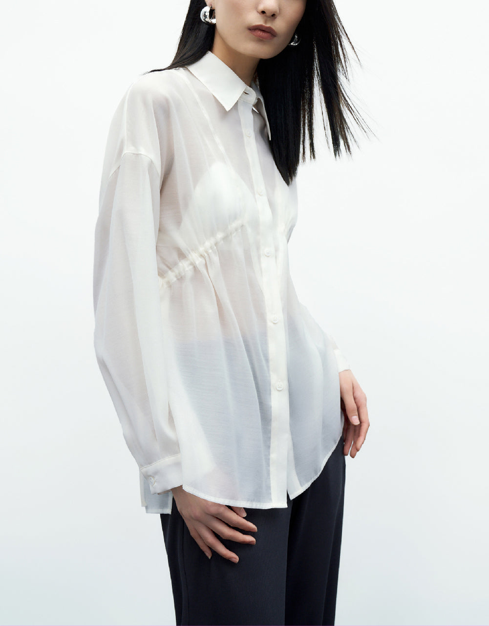 Thin Lace Up Hem Shirt