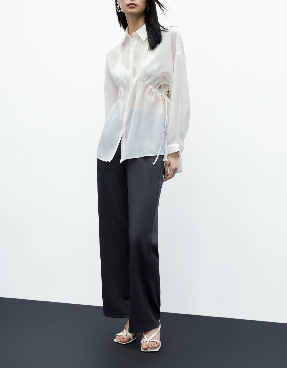 Thin Lace Up Hem Shirt
