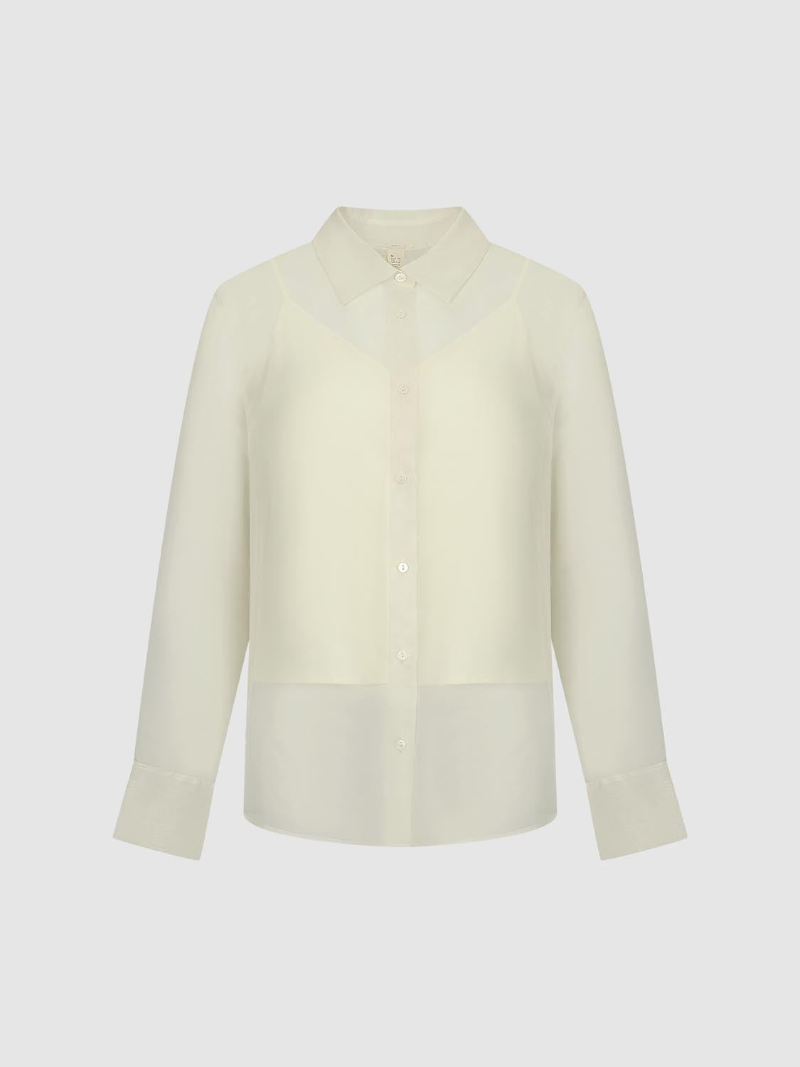 เสื้อเชิ้ตผ้าไหมโปร่งทรงหลวม 100%