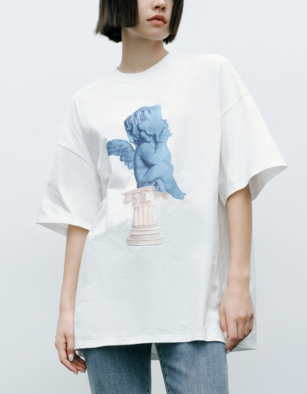 Statue Printed Crew Neck Loose T-Shirt