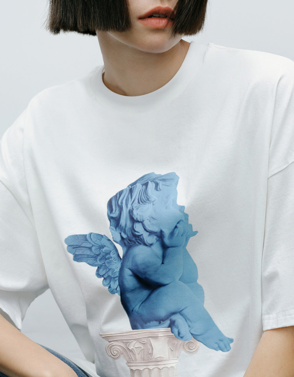 Statue Printed Crew Neck Loose T-Shirt