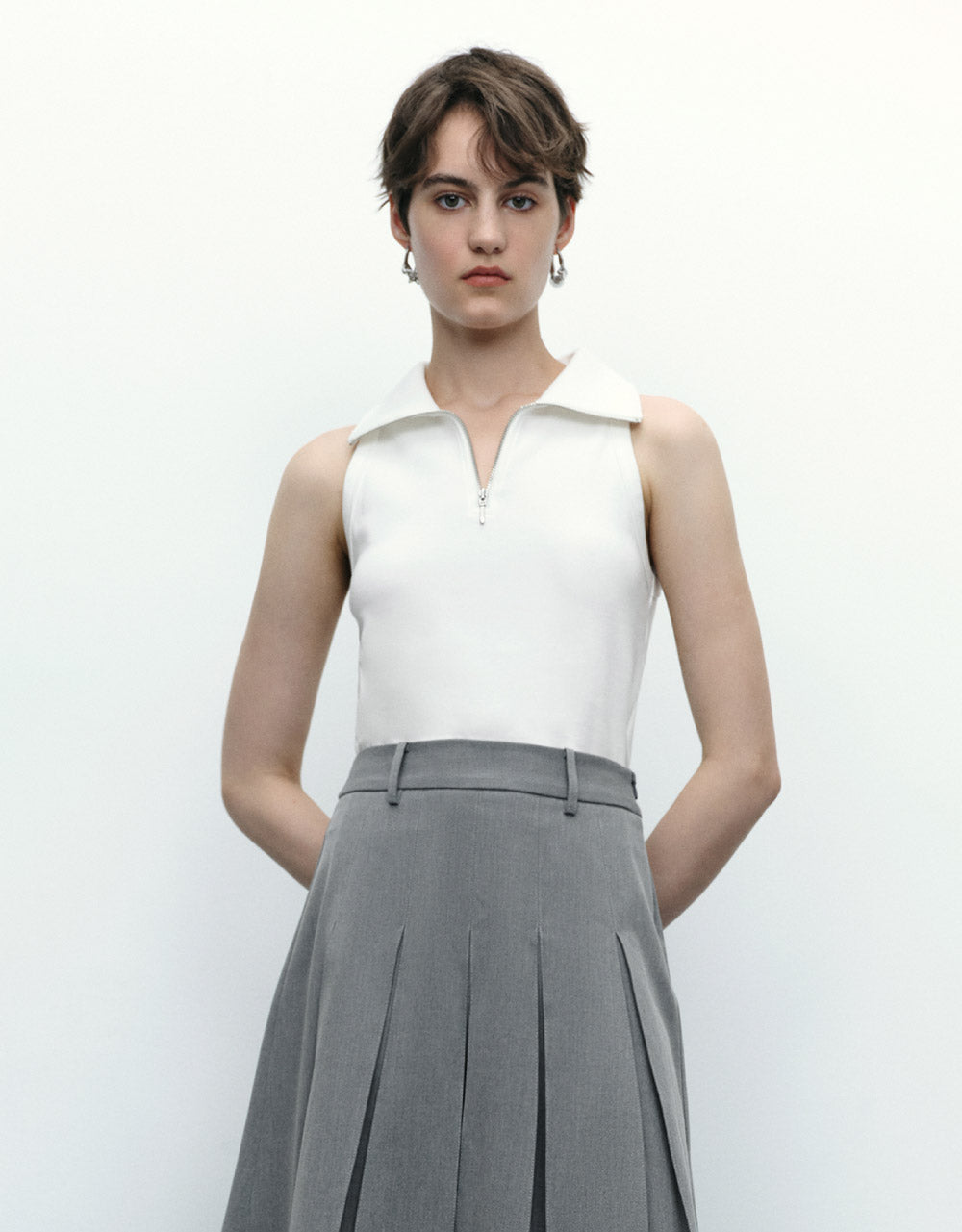 Zip Half Placket Tank Top