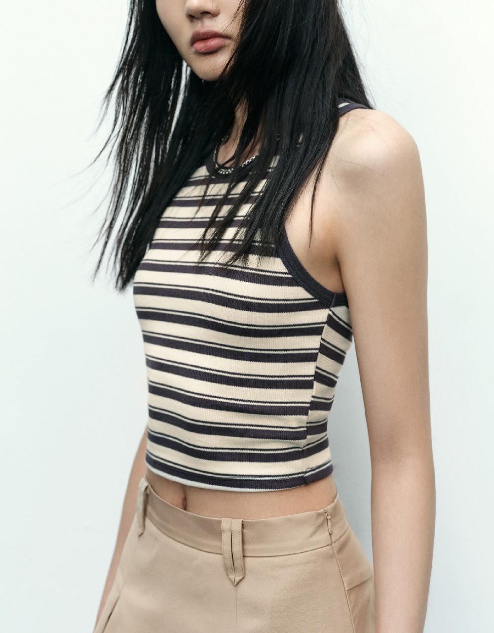 Crew Neck Striped Tank Top