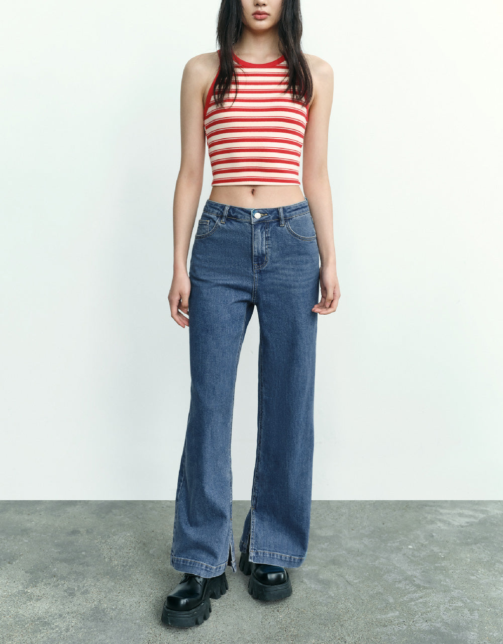 Crew Neck Striped Tank Top