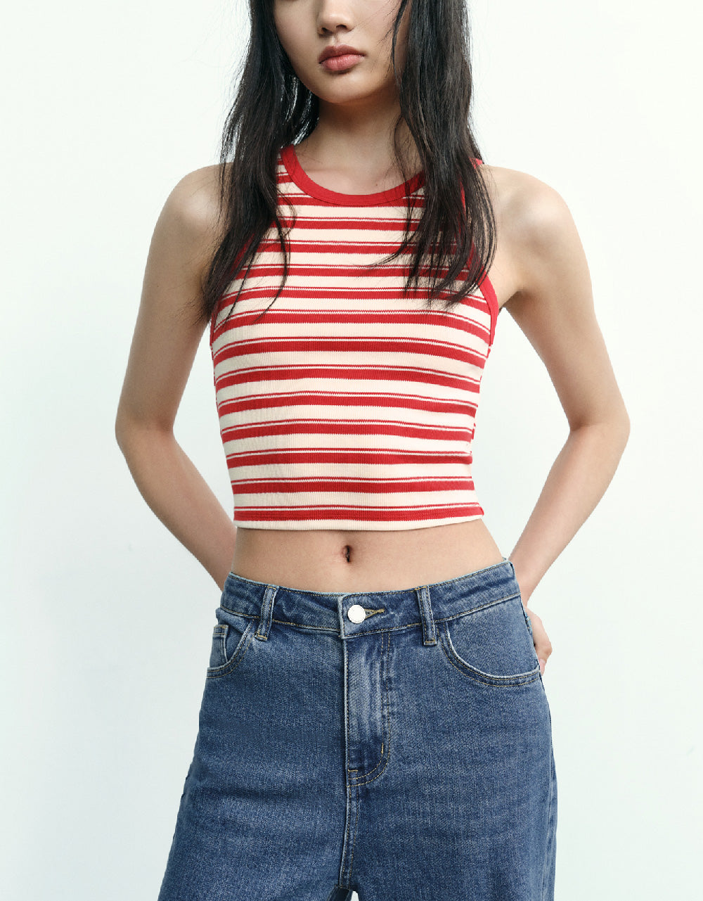 Crew Neck Striped Tank Top