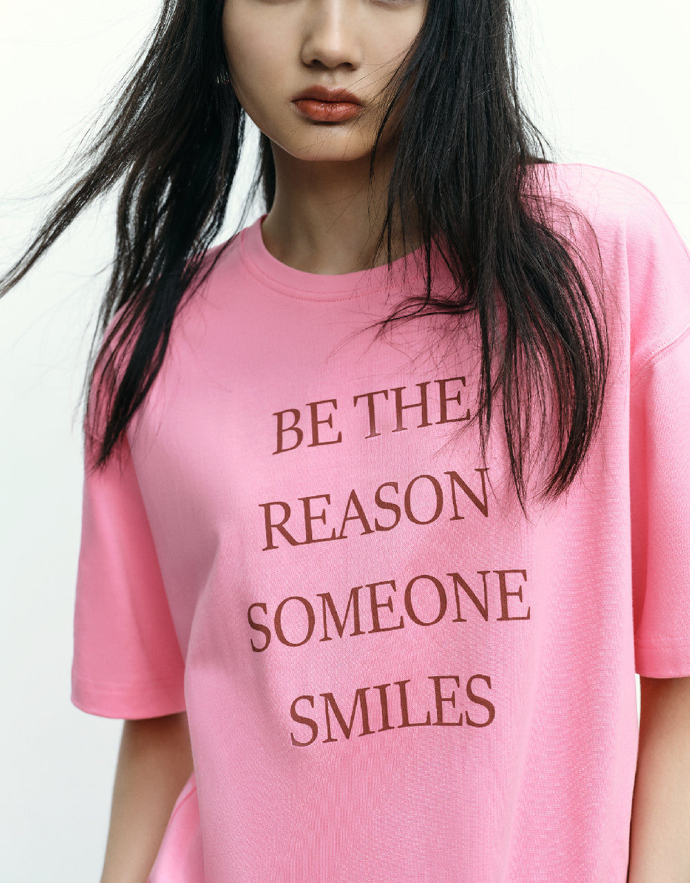 Slogan Printed Straight T-Shirt