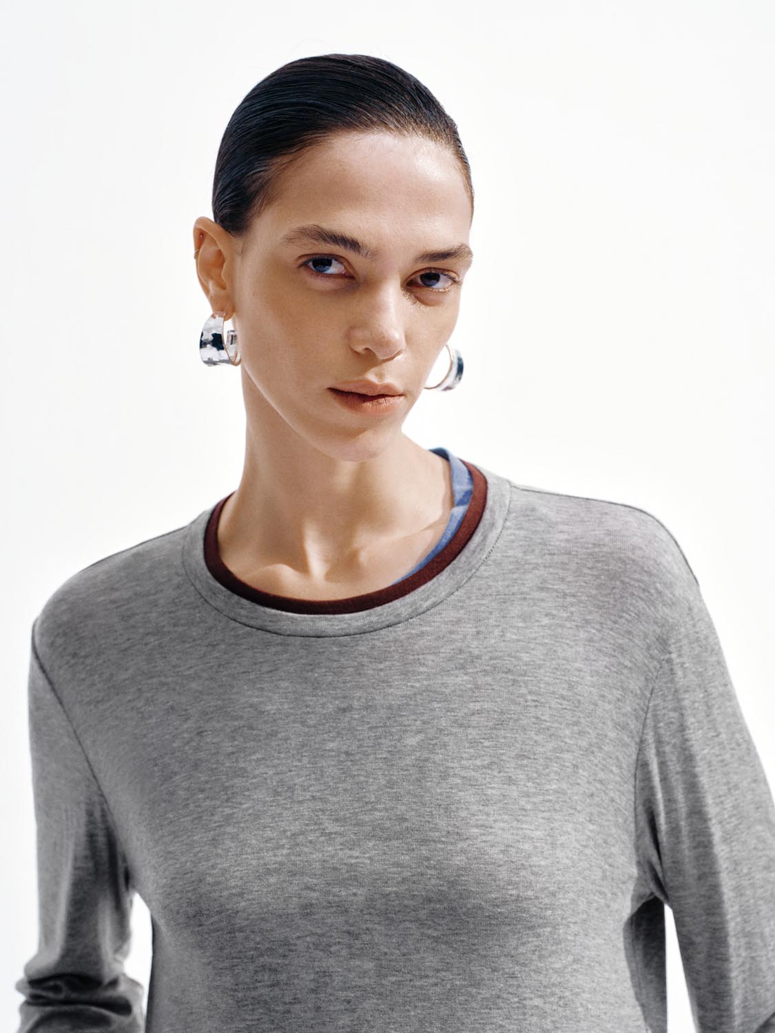 Contrast Trim Long Sleeve T-Shirts