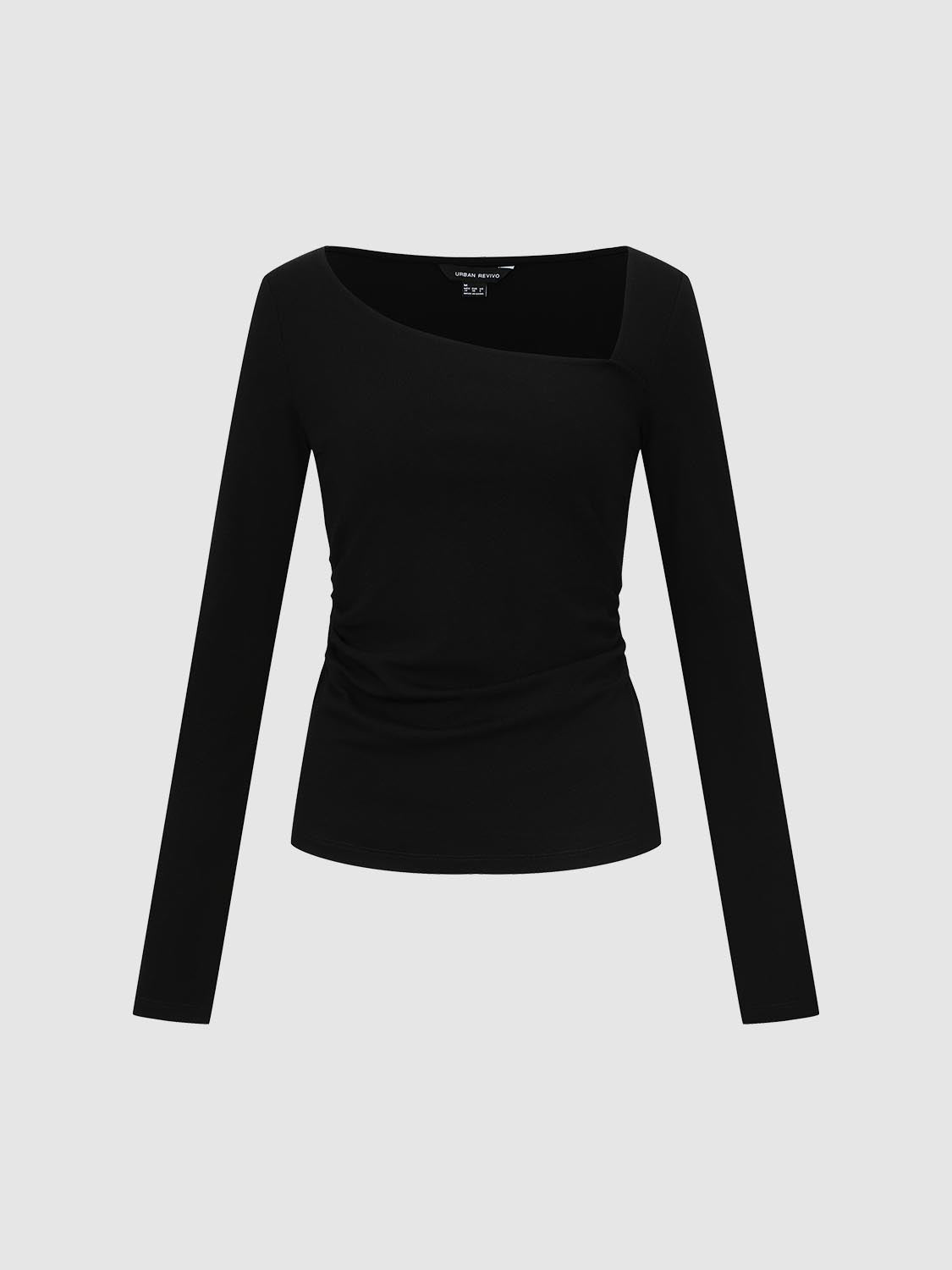 Asymmetric Square Neck Long Sleeve T-Shirts