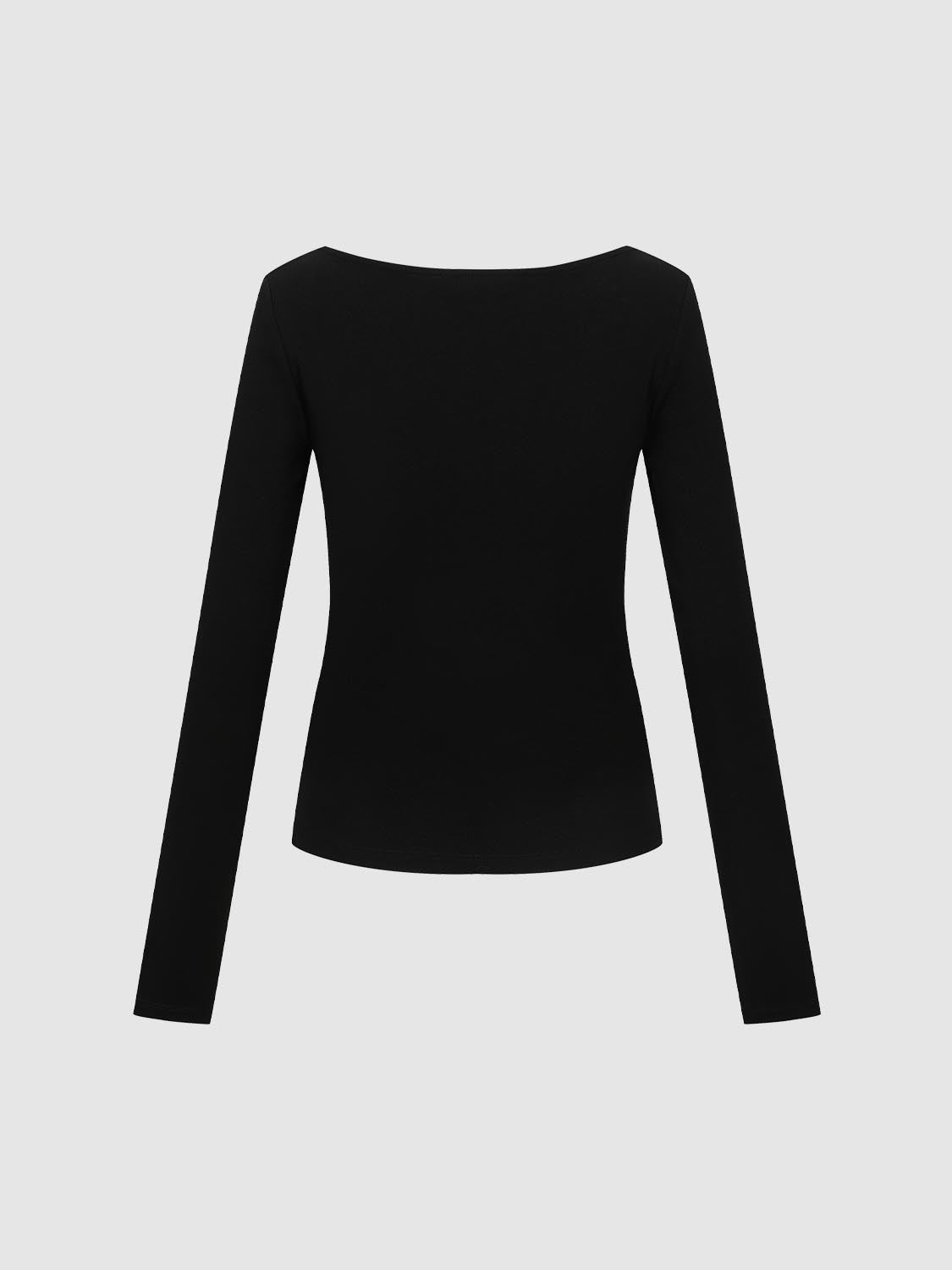 Asymmetric Square Neck Long Sleeve T-Shirts