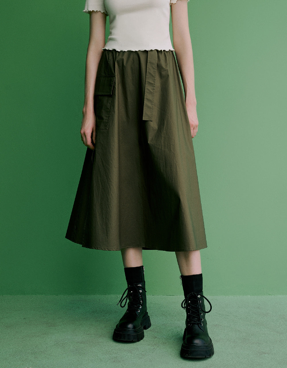 A-Line Skirt With Belt