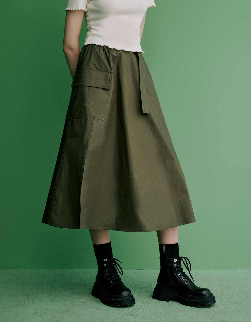 A-Line Skirt With Belt