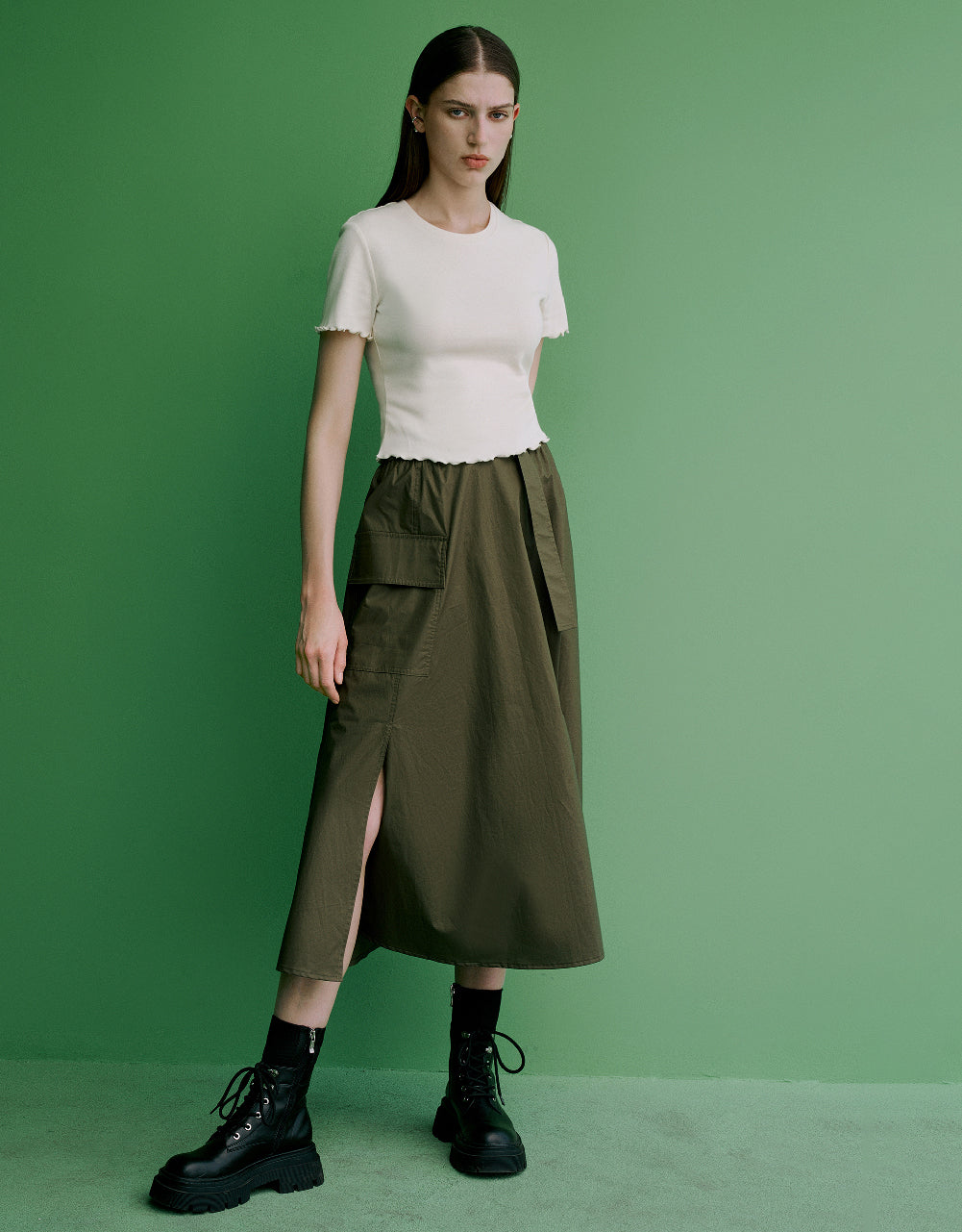 A-Line Skirt With Belt