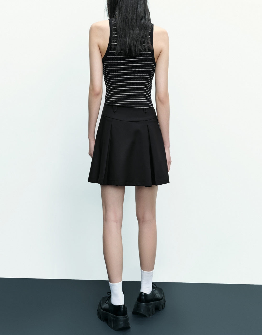 Pleated Mini A-Line Skirt