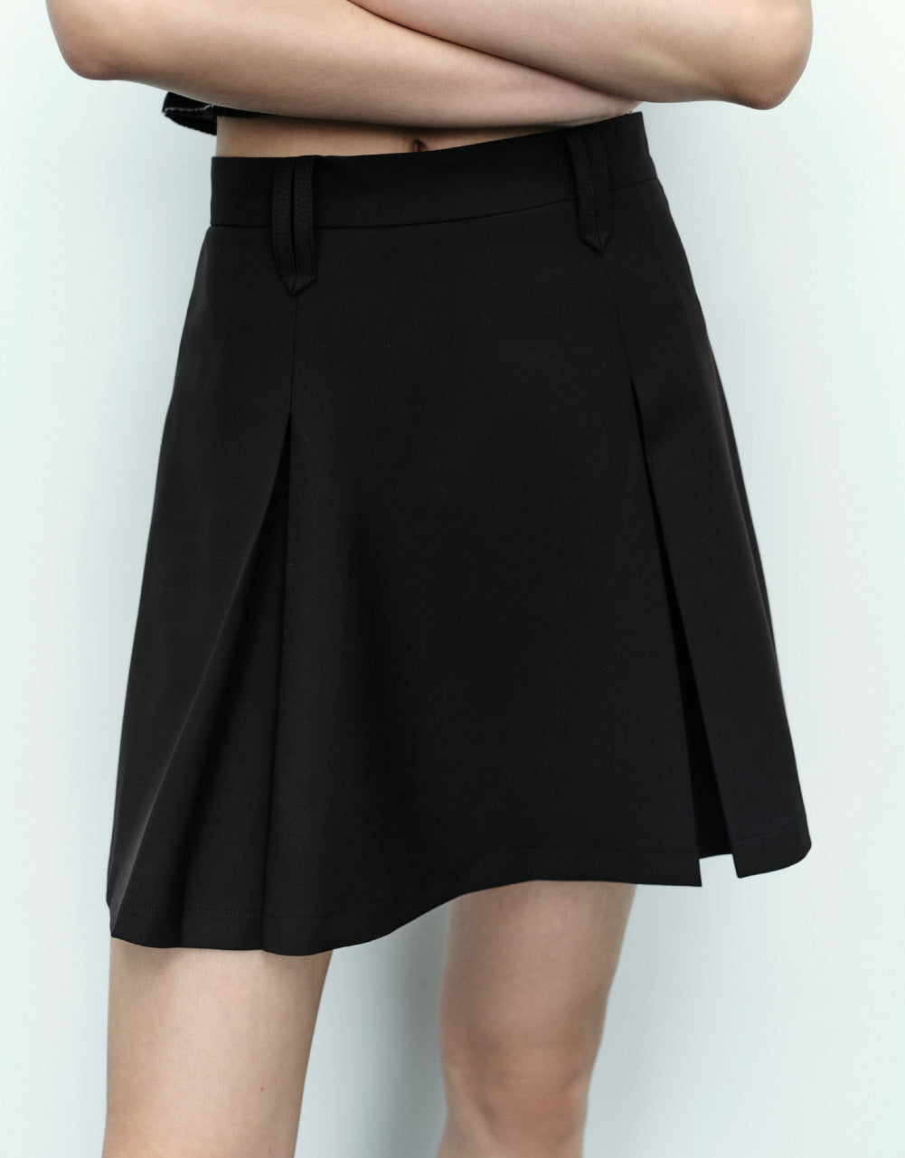 Pleated Mini A-Line Skirt