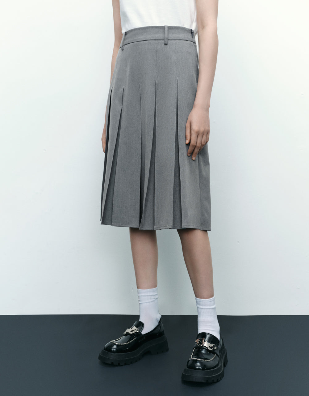 Pleated A-Line Skirt