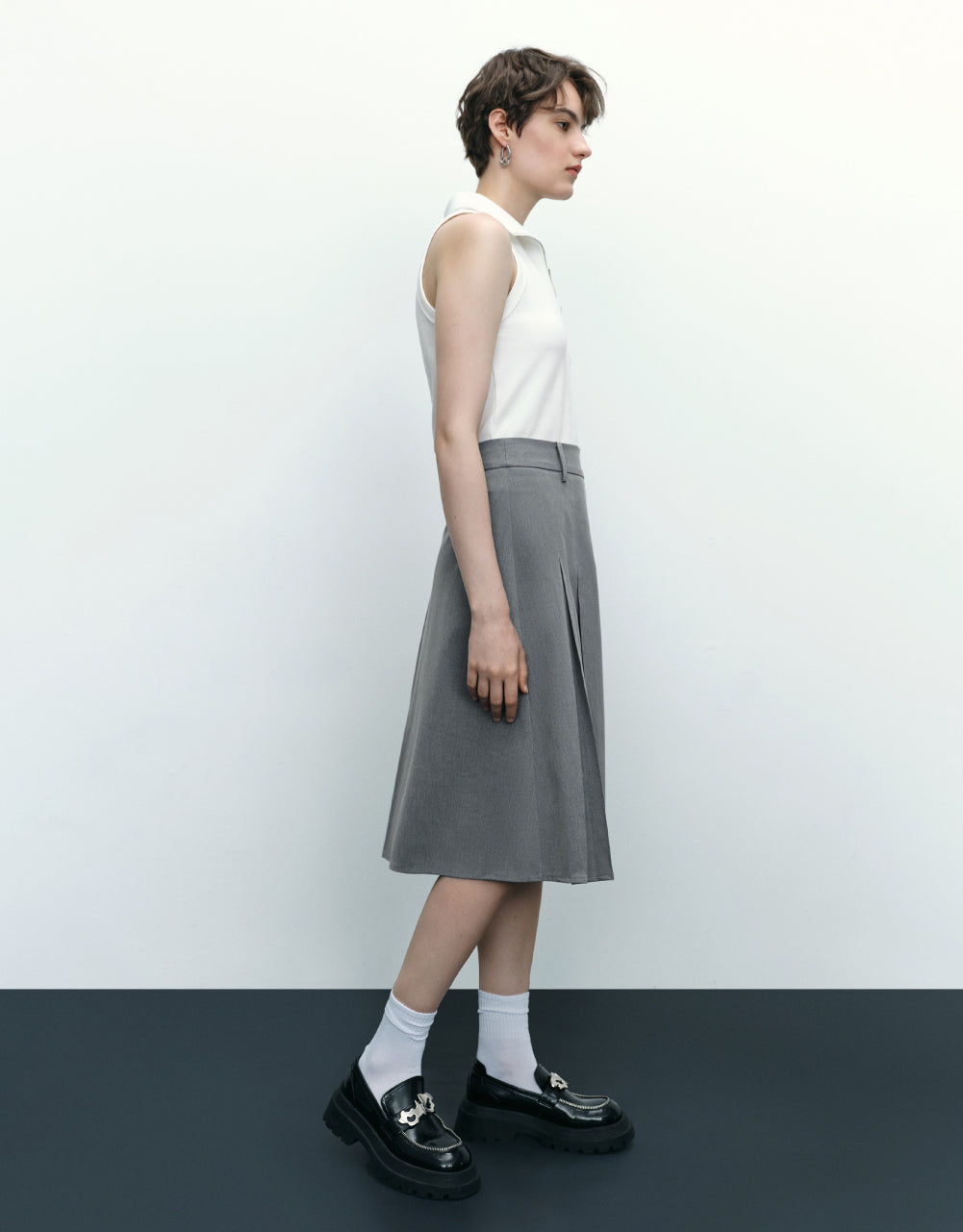 Pleated A-Line Skirt
