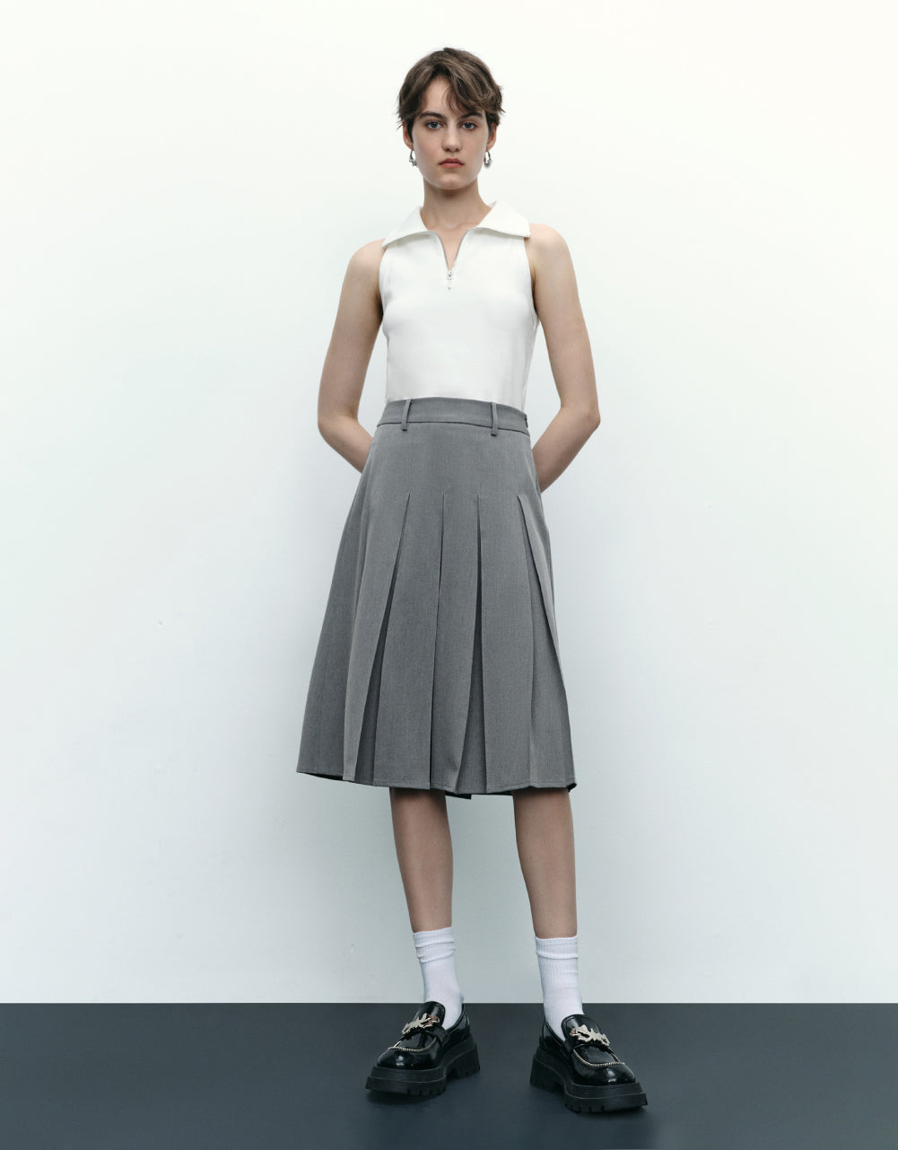 Pleated A-Line Skirt