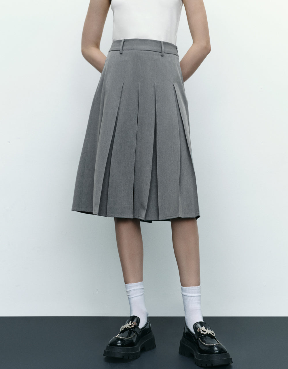 Pleated A-Line Skirt