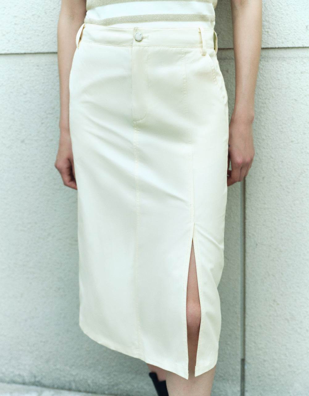 Split Hem Midi A-Line Skirt