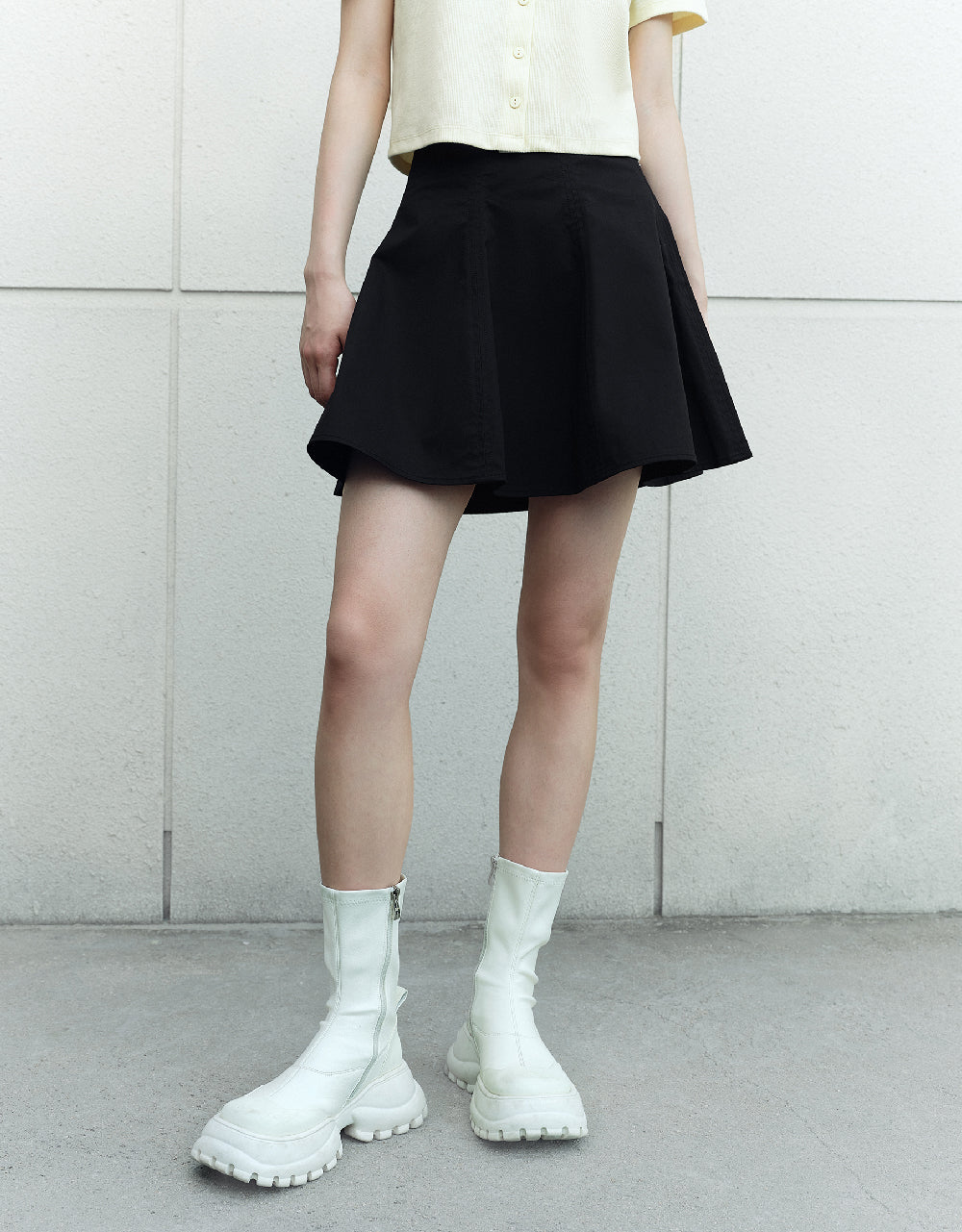 Pleated Mini Fishtail Skirt