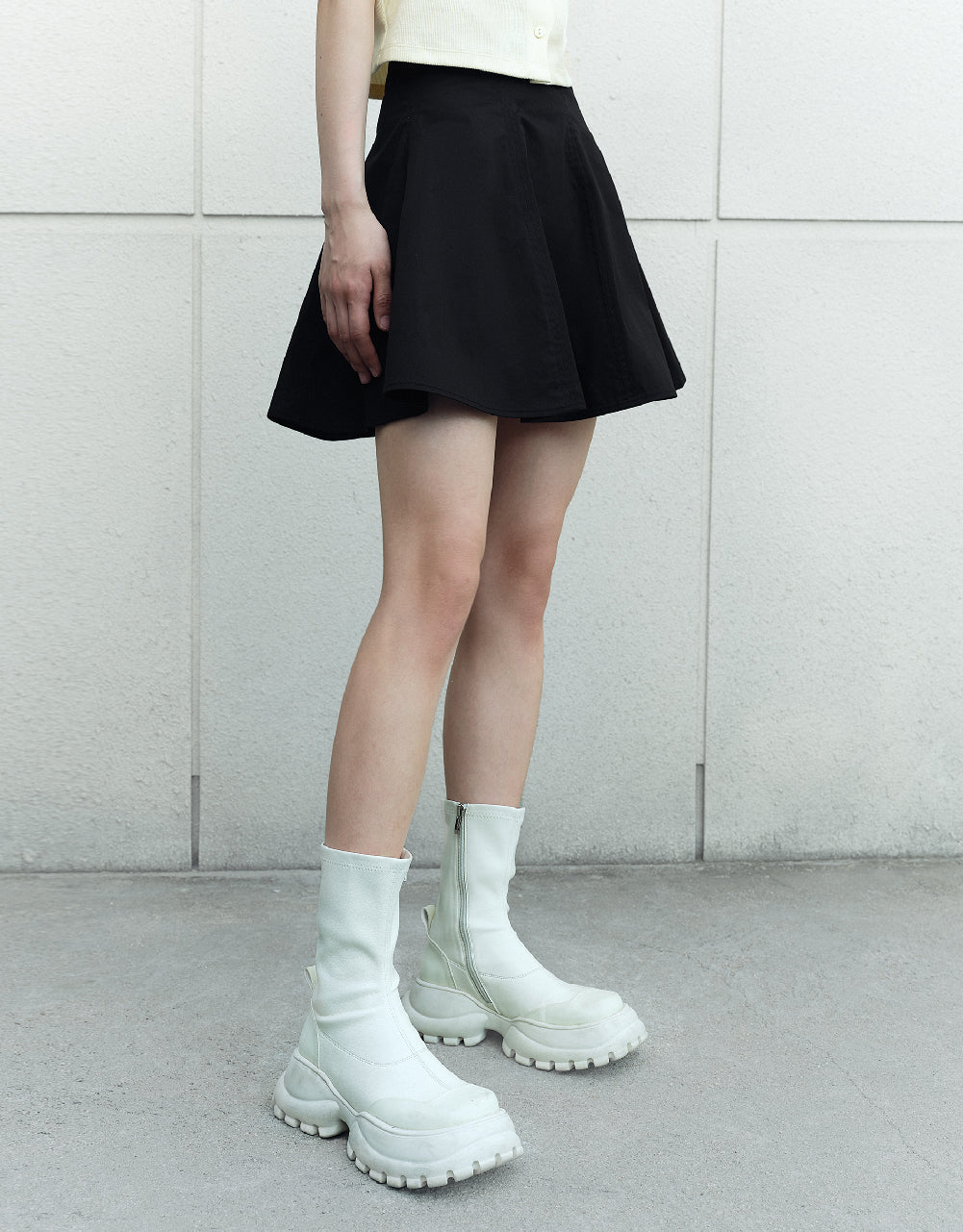 Pleated Mini Fishtail Skirt