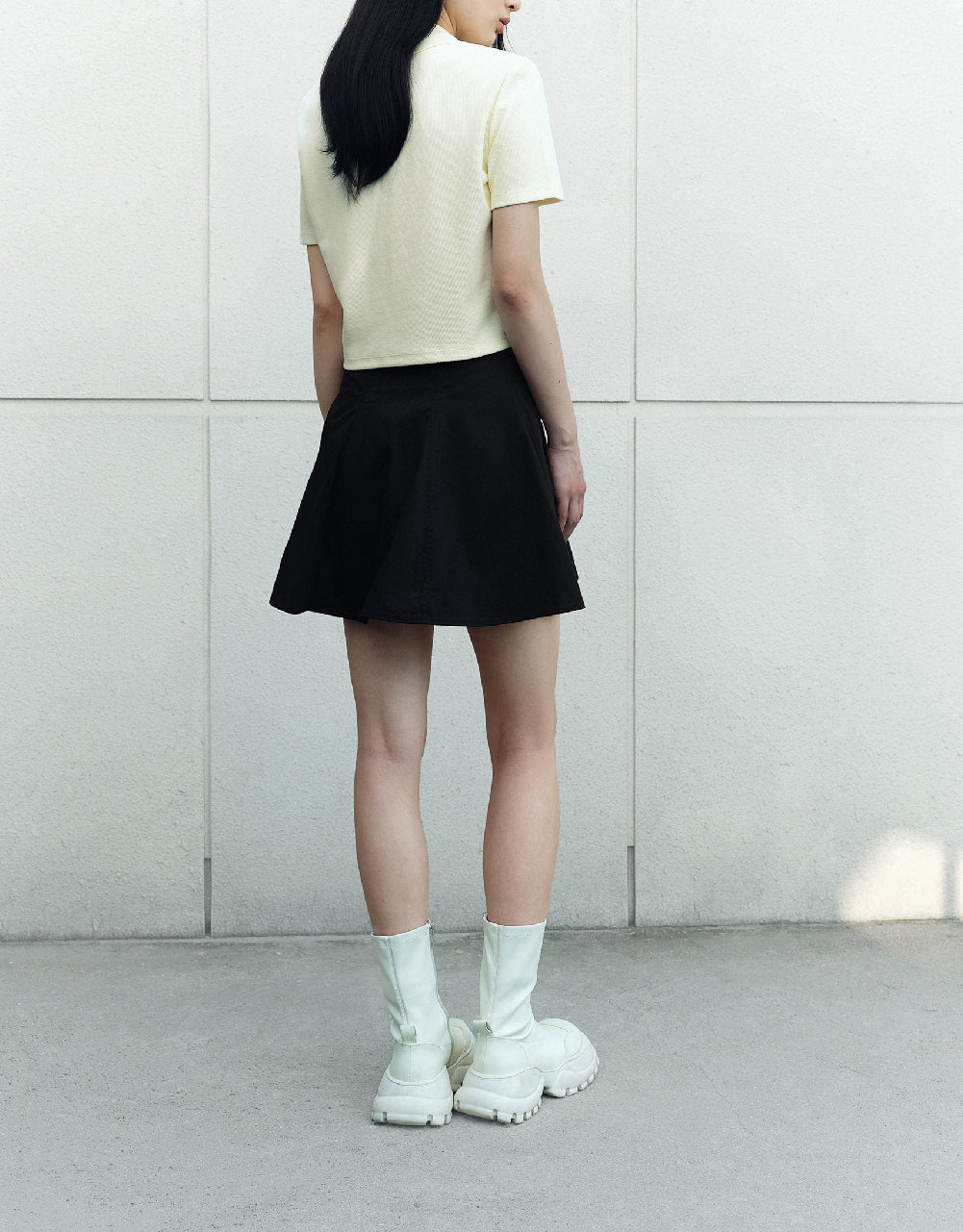 Pleated Mini Fishtail Skirt
