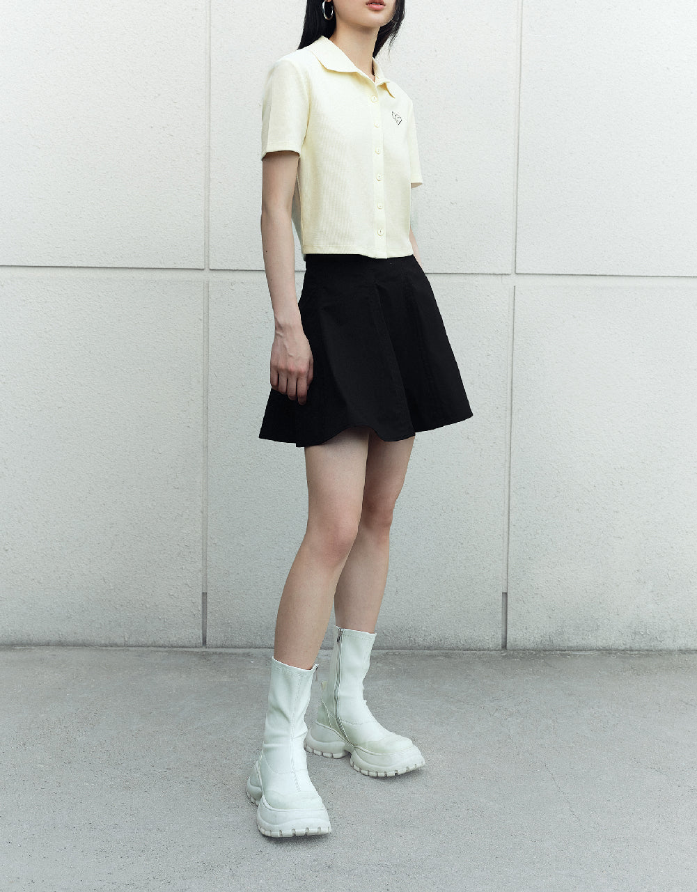 Pleated Mini Fishtail Skirt