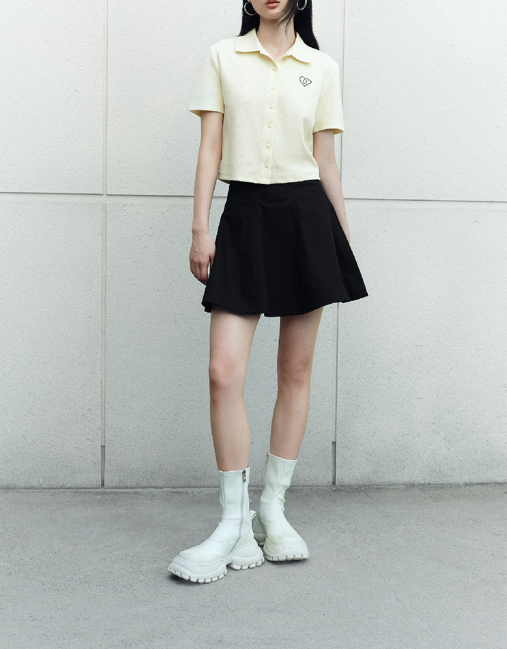 Pleated Mini Fishtail Skirt