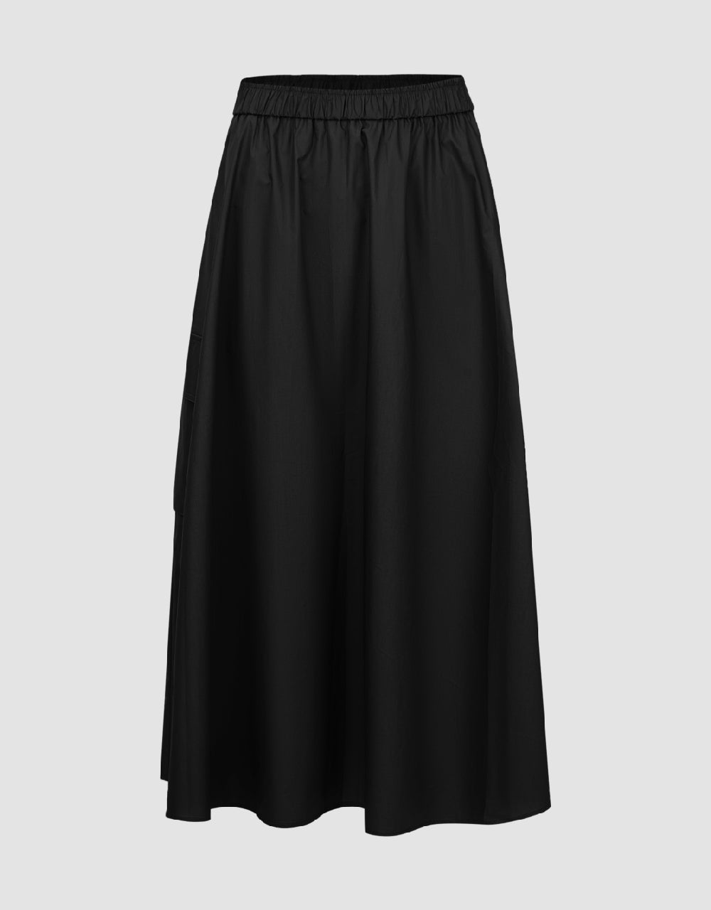 Elastic Waist Midi A-Line Skirt