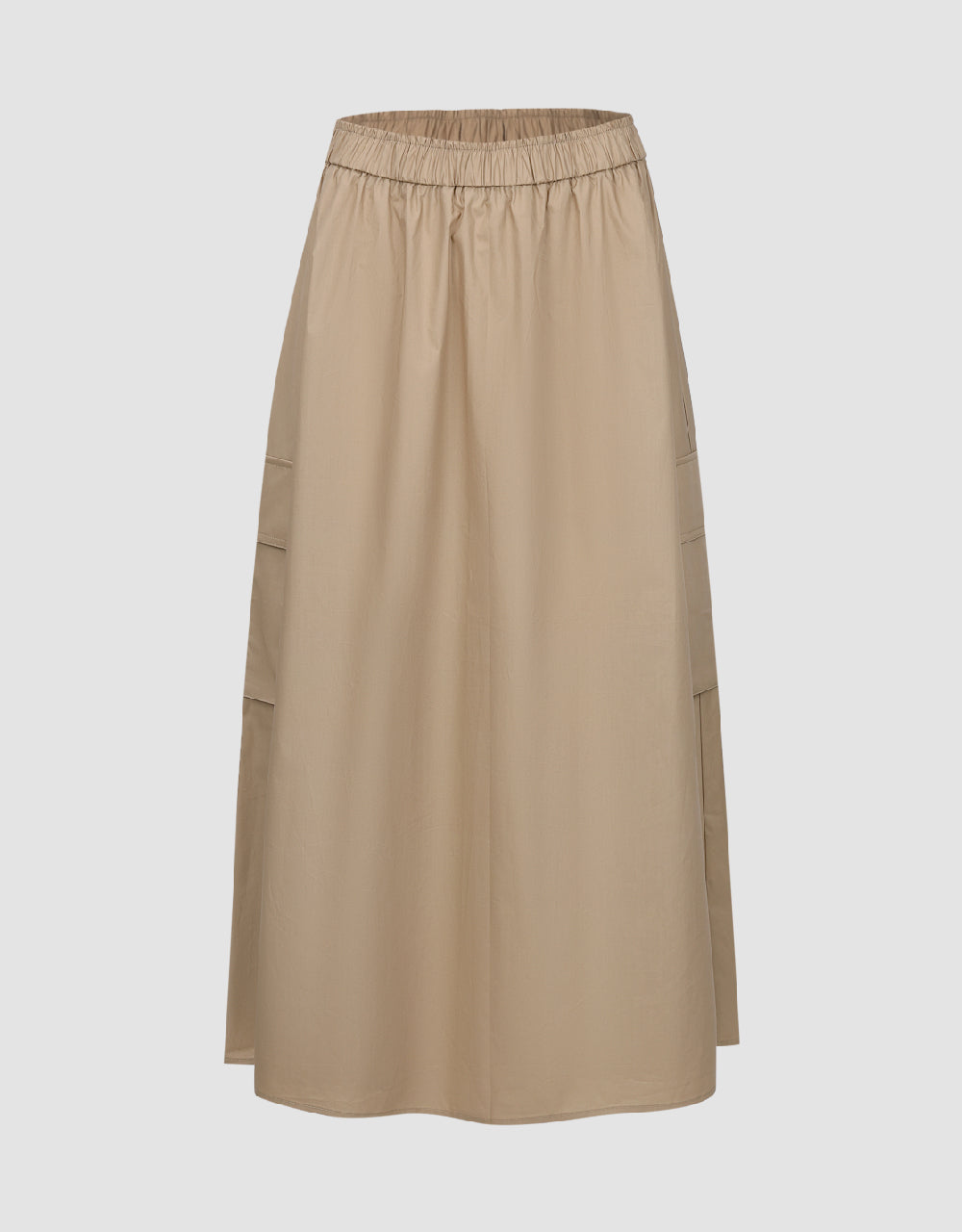 Elastic Waist Midi A-Line Skirt