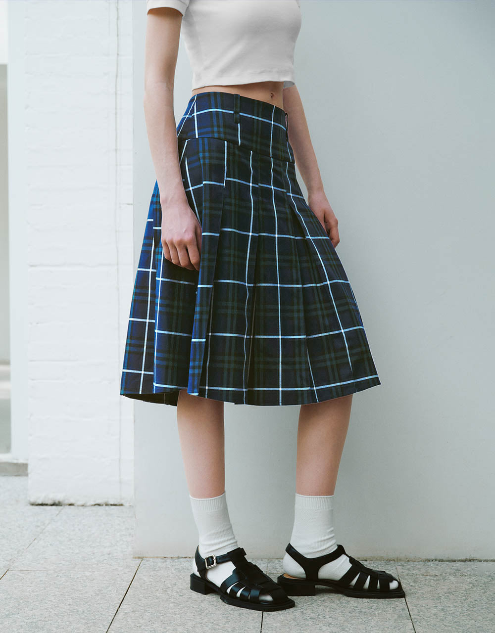Pleated Plaid Mini A-Line Skirt