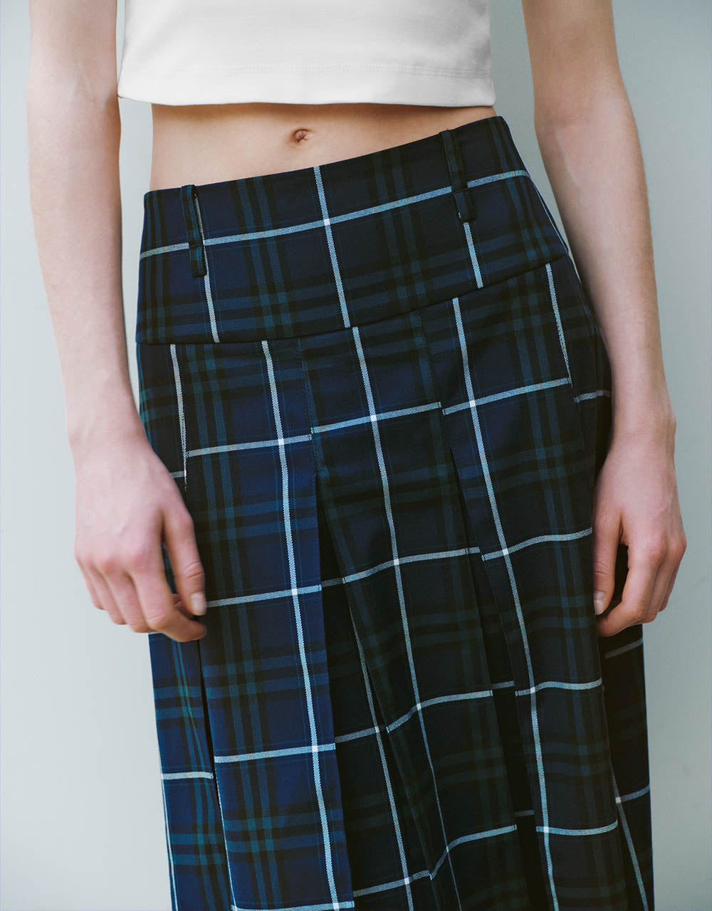 Pleated Plaid Mini A-Line Skirt
