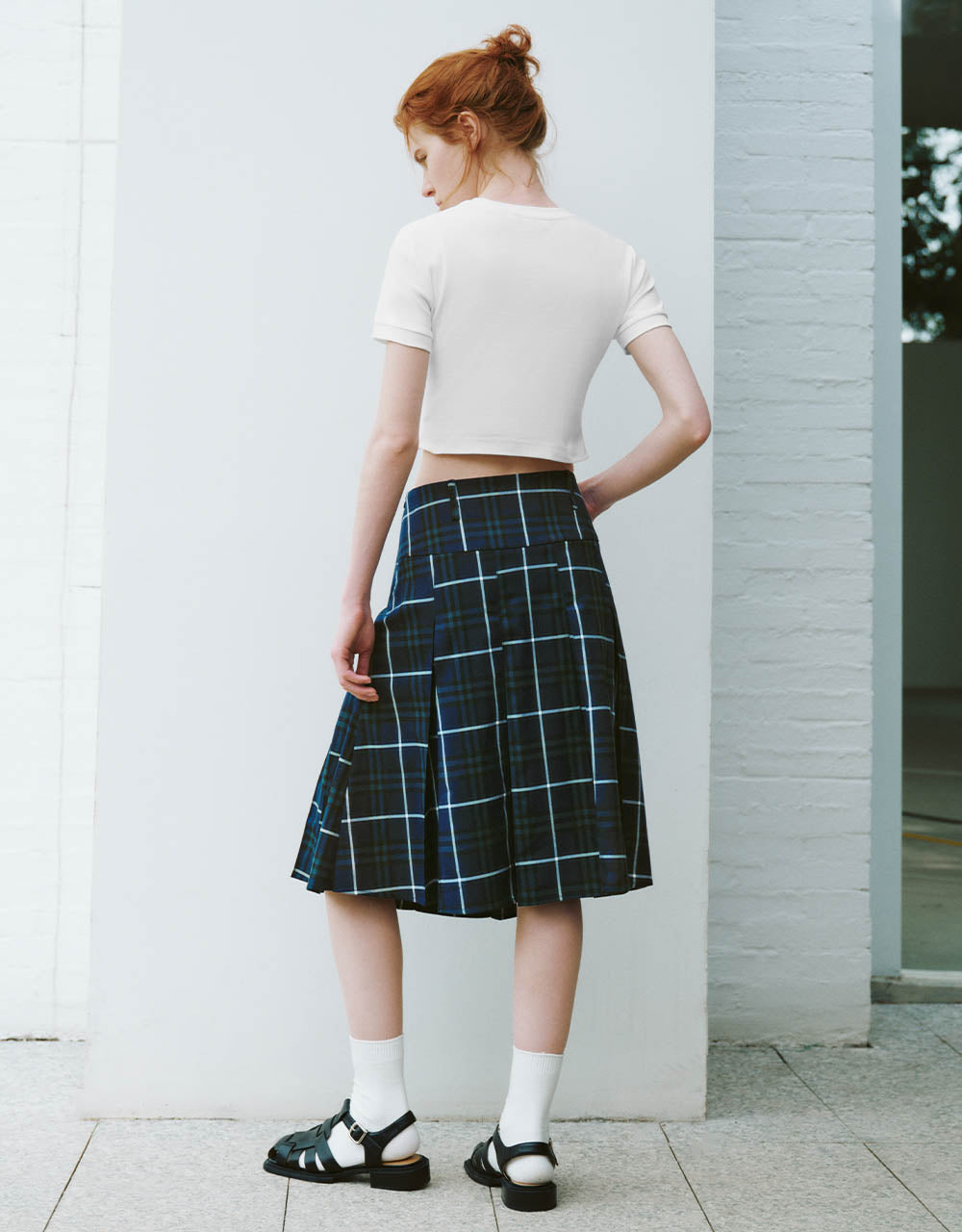 Pleated Plaid Mini A-Line Skirt