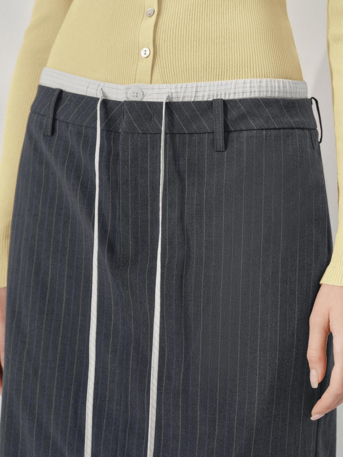 Drawstring Mid-Length Straight Midi Skirts