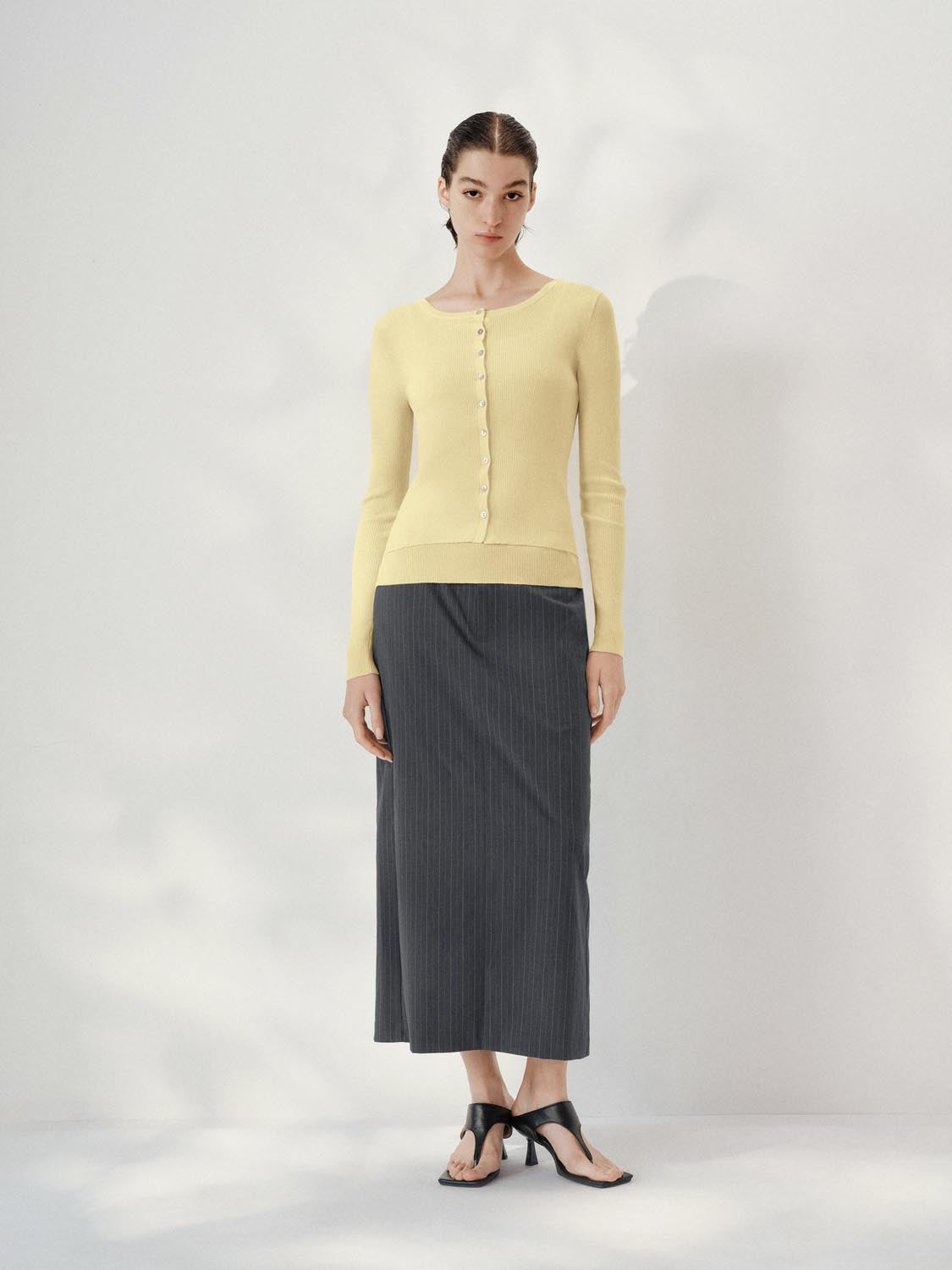 Drawstring Mid-Length Straight Midi Skirts