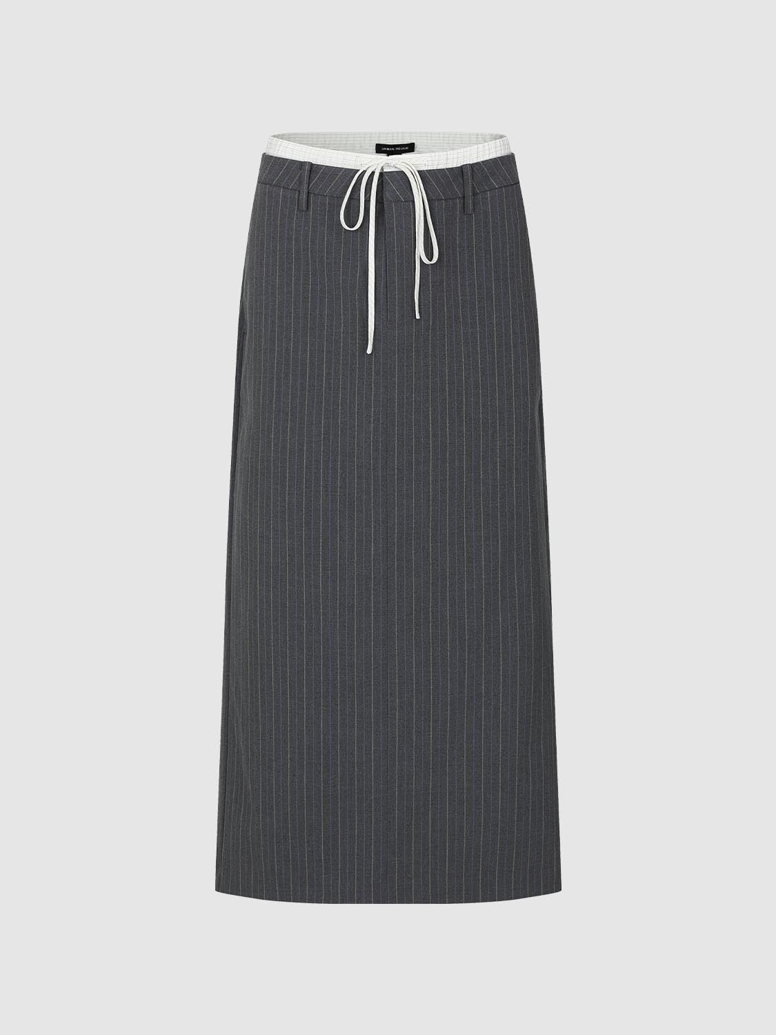 Drawstring Mid-Length Straight Midi Skirts