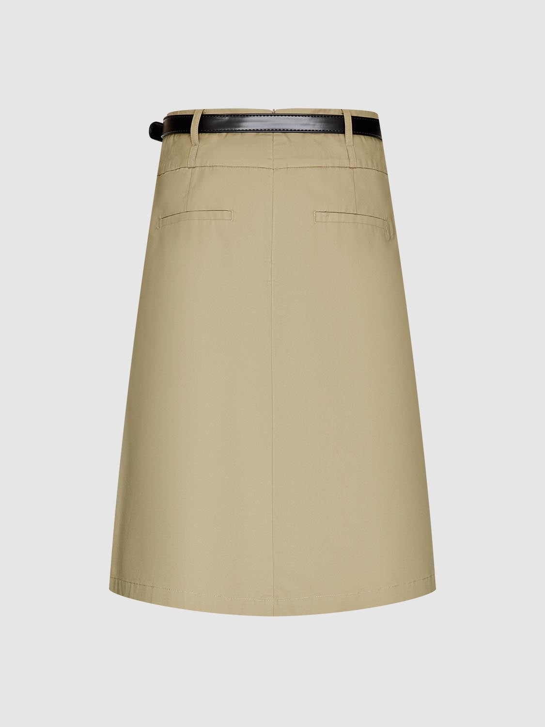 Belted Front Slit Midi Skirts