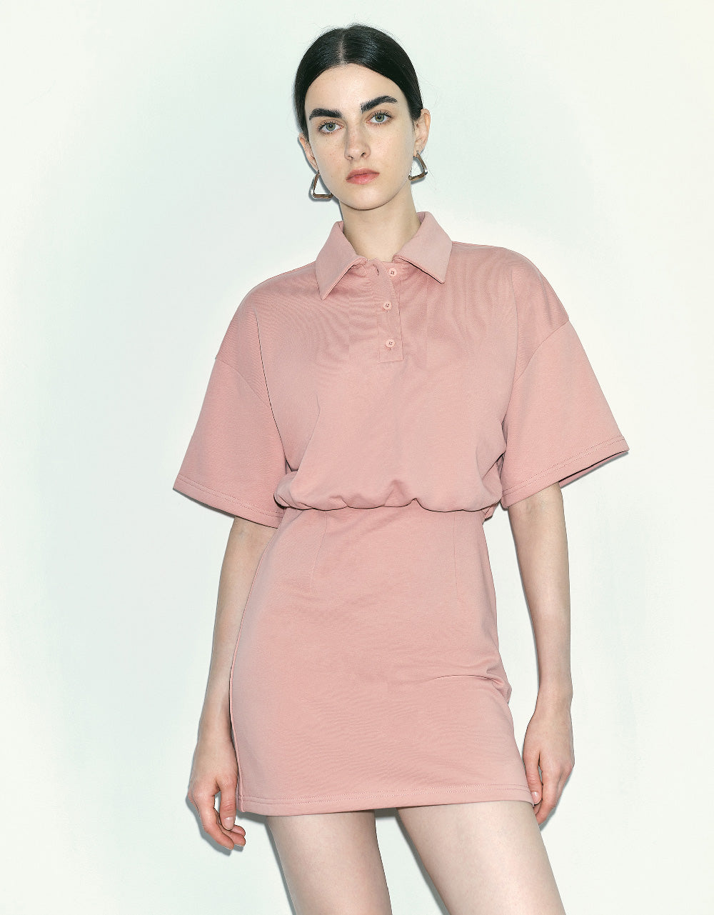Dolman Sleeve Polo Straight Dress