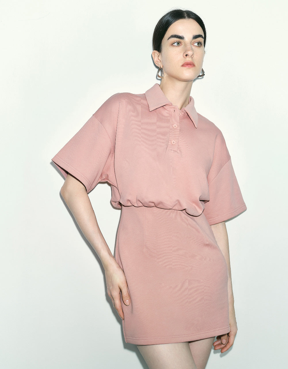 Dolman Sleeve Polo Straight Dress