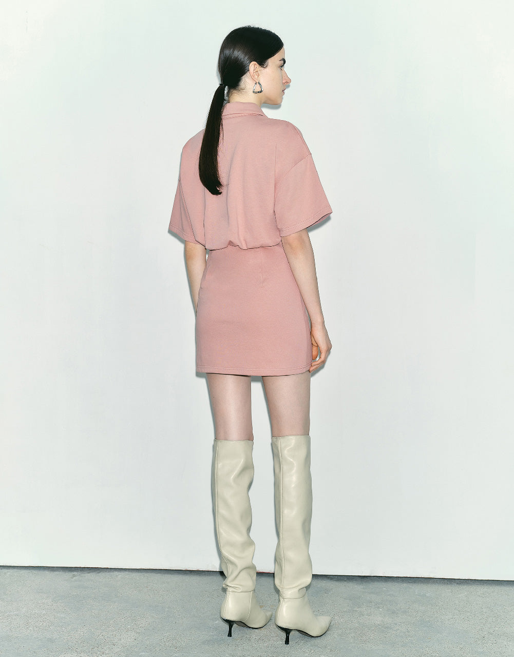 Dolman Sleeve Polo Straight Dress