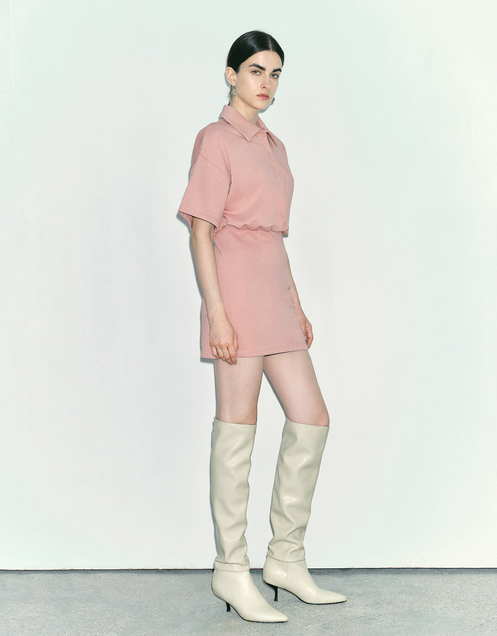 Dolman Sleeve Polo Straight Dress