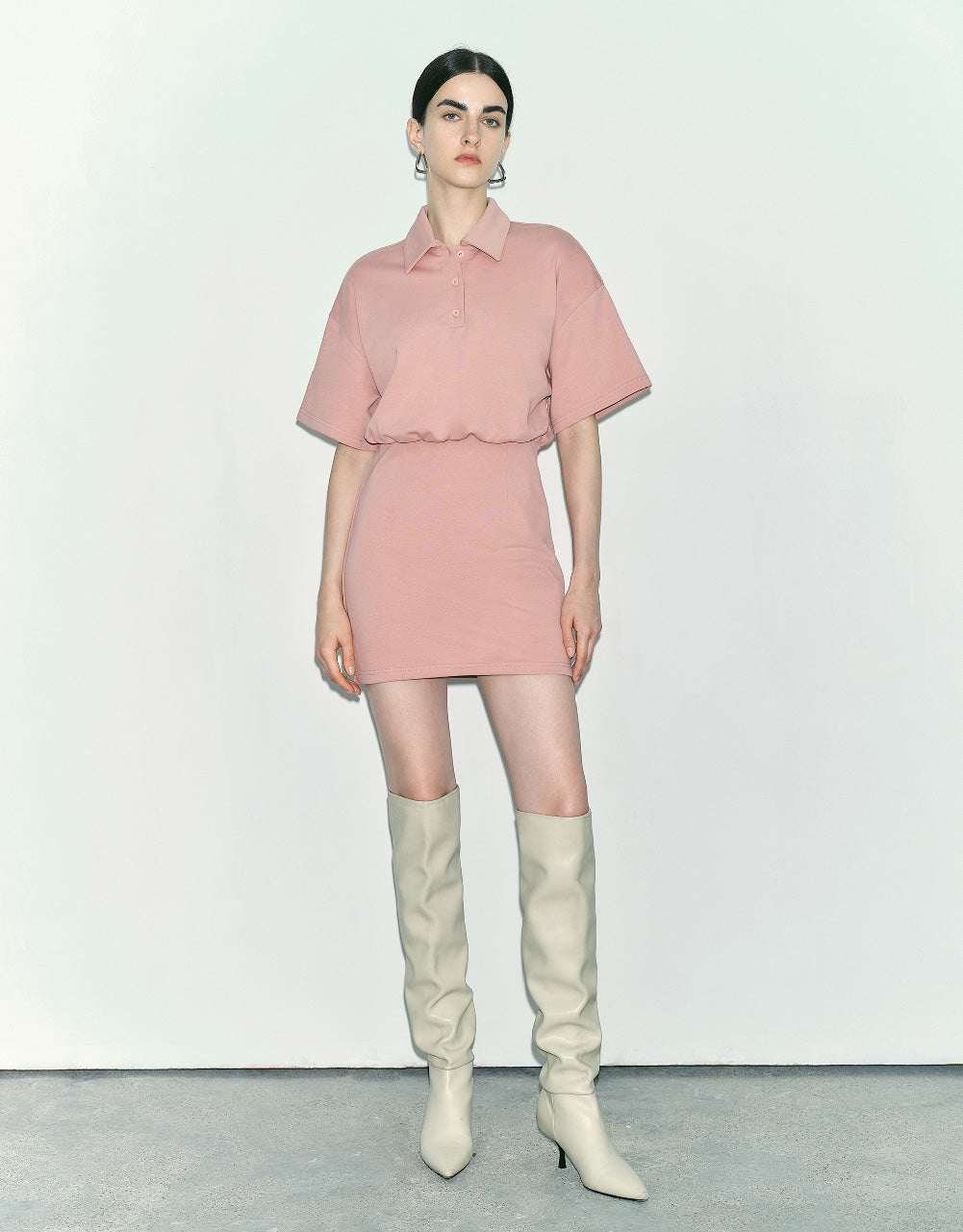 Dolman Sleeve Polo Straight Dress