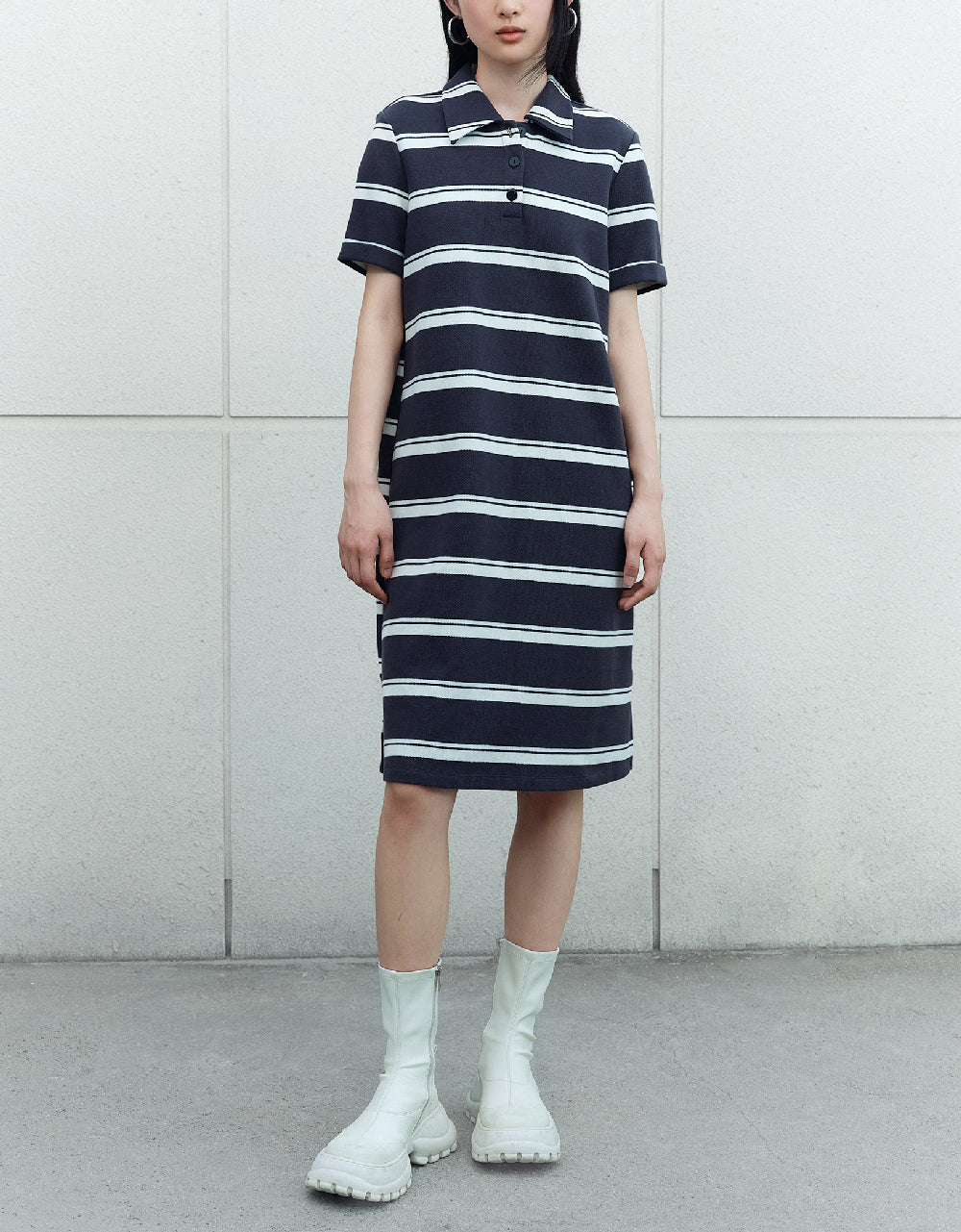 Short Sleeve Polo Straight Dress